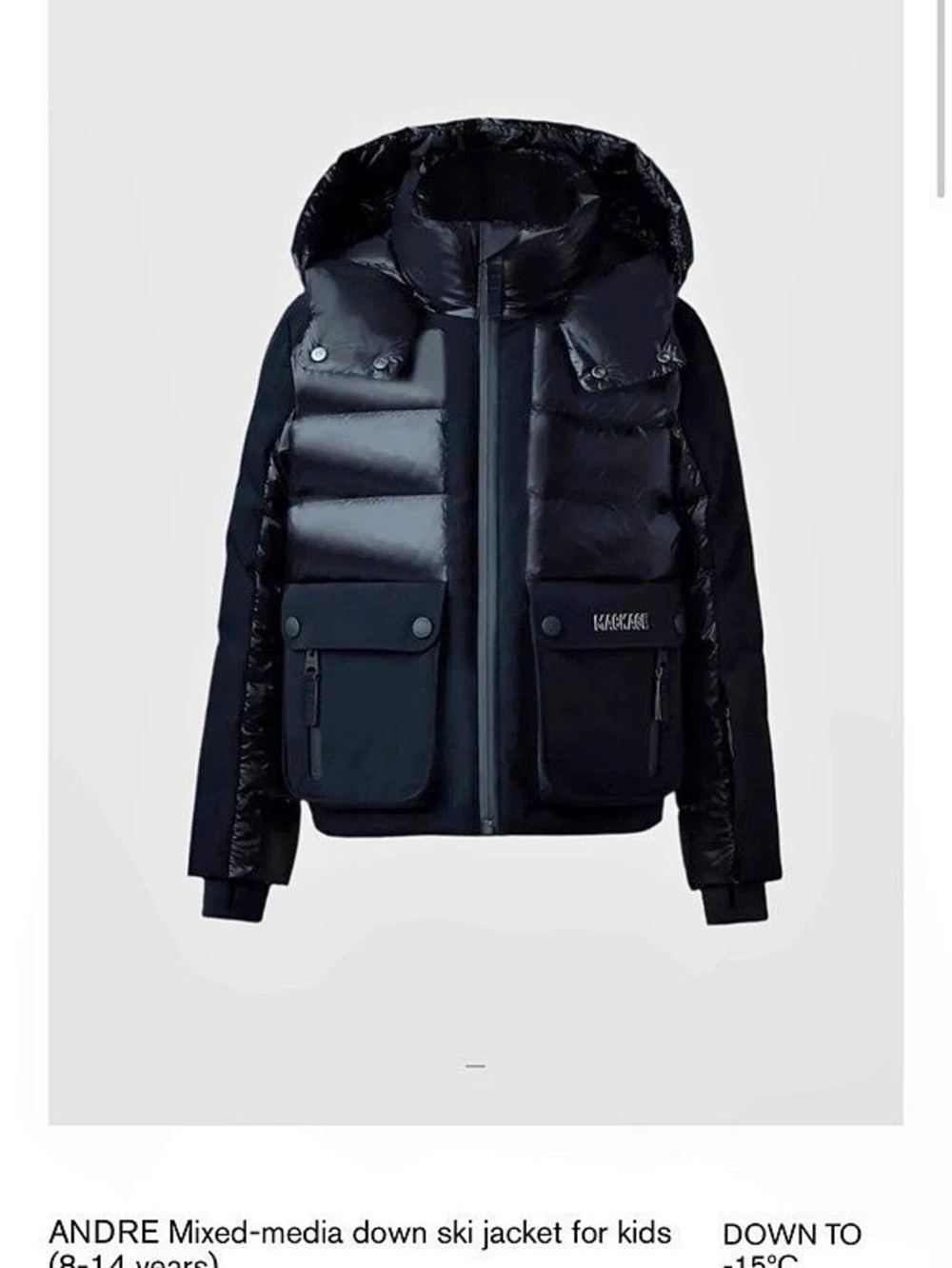 Mackage Ski Kids Black Puffer Jacket Size 10